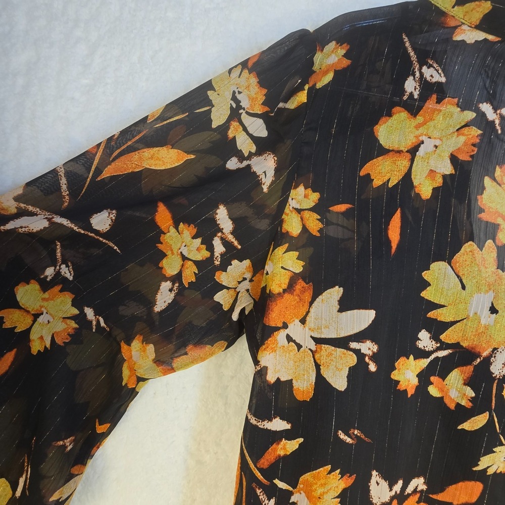 Nanette Lepore Lightweight Camisole & Floral Sheer Top Sz Large Metallic Artsy - Picture 13 of 16